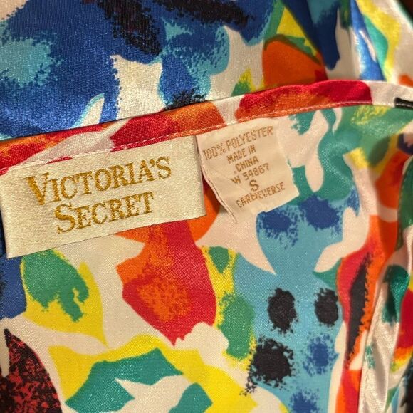 Vintage 90's Victoria's Secret Gold Label Satin Tank Top Colorful Floral Roses S - Picture 3 of 8